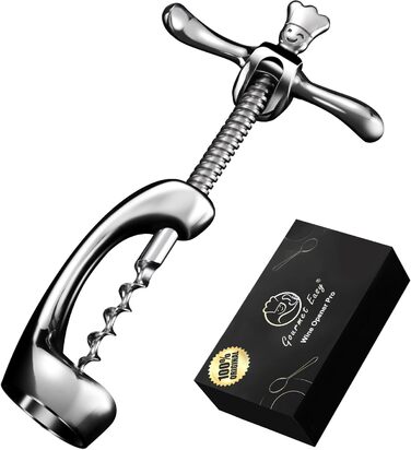 Stainless Steel Corkscrew Opens Wine Without Cork Crumbs | Heavy-Duty Wine Opener with Gift Packaging | Manual Wine Corkscrew for Home, Bars & Restaurants | Wine Bottle Opener