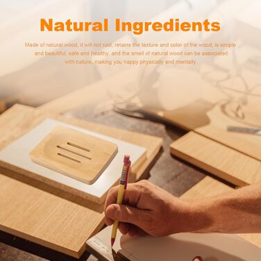 Набір з 3 дерев'яних підставок для мила 0XBIT з піддоном та антиковзною підкладкою для ванної та кухні