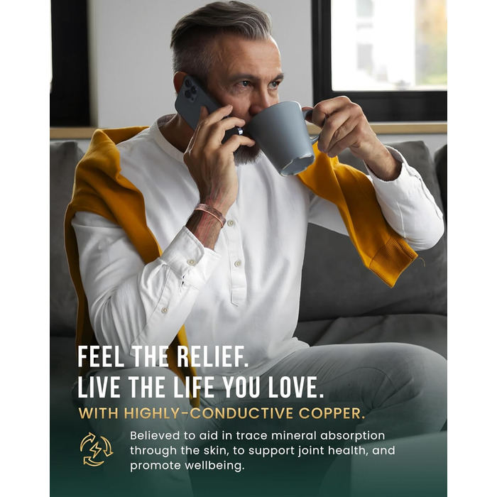 Браслет на руку чоловічий MagnetRX® з чистої міді – Мідний браслет для чоловіків для магнітної терапії – Ідеально при артриті та синдромі карпального тунелю – З інструментом для регулювання розміру (Ірландський бамбук, Copper Cuff)