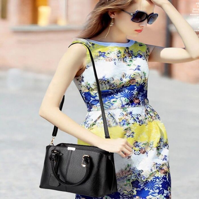 Сумка жіноча шкіряна Shopper Damen чорна: велика сумка-шопер, сумка на плече, сумка-тоут з ручками