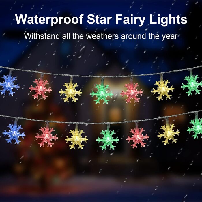 Льоново-снігові гірлянди AUAUY на 6 метрів з 40 LED, 2 режими, вологостійкі, для декору на Новий Рік, Різдво, вечірку, сад
