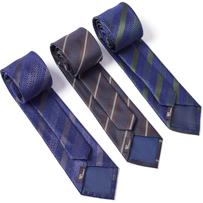 Набір краваток для чоловіків 3 шт. + 3 кишенькові хустинки | Подарунковий бокс на весілля | Класичні краватки та хустинки (синій та зелений)