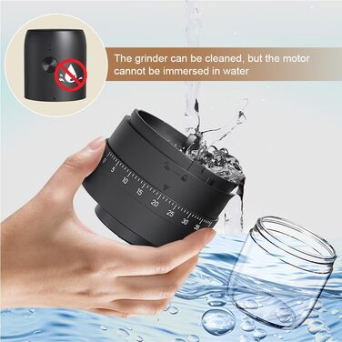 Електрична кавомолка HOTUT з регулюванням помелу, 40 ступенів, з керамічним жорном, акумулятор 1800mAh для подорожей та кемпінгу