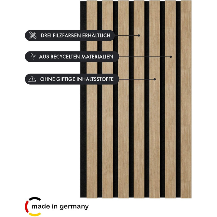 Акустичні панелі Momento Holz, 240x50 см, дуб натуральний, Made in Germany - для декору та звукоізоляції стін