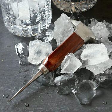 Stainless steel ice pick with wooden handle, breaker, chisel, removal of crushed carving tool in Japanese style for kitchens, bars, bartenders, picnics, camping and restaurants