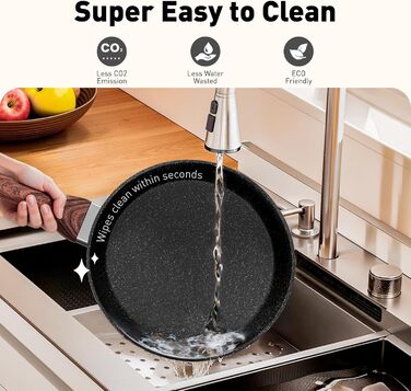 Набір посуду DishDelight 15 предметів: каструлі та сковороди з антипригарним покриттям, індукційні, з граніту, чорного кольору