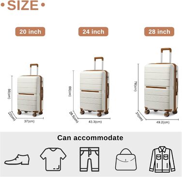 Набір валіз British Traveller: жорсткі валізи на коліщатках, ручна клада, 8 коліс, TSA-замок, бежевий (SET)