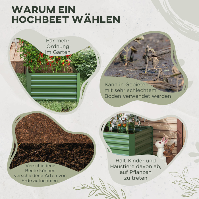 Outsunny Steel Raised Garden Bed, Planting Bed Cold Frame Garden Bed Flower Box Stackable, Planting Box Planter 180x90x60cm for Garden Balcony Terrace, Vegetable Bed for Flowers, Plants, and Fruit | Aosom