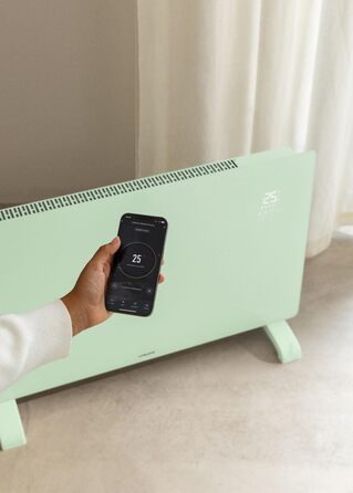 Електричний конвектор CREATE/WARM Crystal 2000W з Wi-Fi, LED-сенсорне управління, 2 режими (2000W), пастельно-зелений