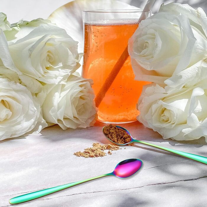 Набір ложок для лате макіато, 6 шт., 19.8 см, нержавіюча сталь. Ідеально для кави, коктейлів, десертів