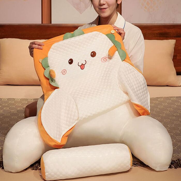 Підголовник для ліжка з підлокітниками, подушка для читання з підтримкою шиї та підлокітниками - для читання, відпочинку та перегляду телевізора (70x40 см)