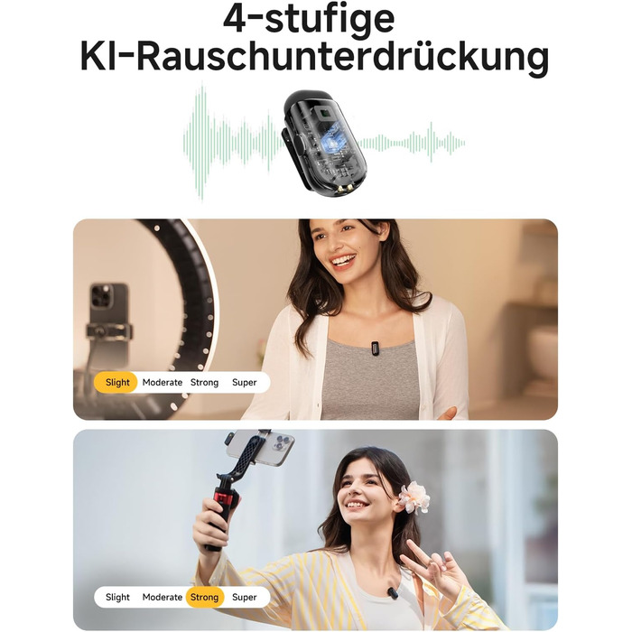 Мікрофон MAONO Wave T1 Mini USB-C: бездротовий, для iPhone/Android, з шумозаглушенням, для YouTube, Vlog, запису звуку