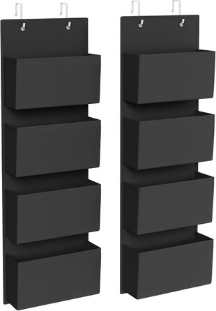 Органайзер для шафи SONGMICS з 4 кишенями, підвісна полиця, органайзер для гардеробу, підвісне зберігання, органайзер для дверей, спальня, вітальня, 2 x 33,5 x 00 см, RDH04G (2, Чорний)