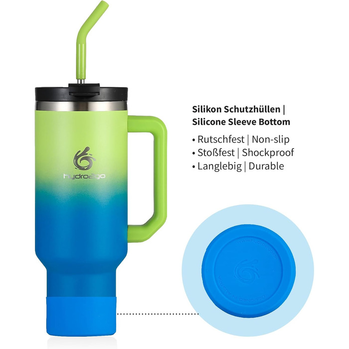 Термокружка Hydro2Go з трубочкою – BPA-free, придатна для миття в посудомийній машині – 10 годин гаряча/12 годин холодна – термокружка To-Go (1200 мл, Earth)