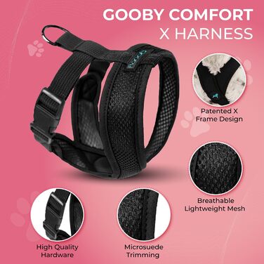Нашийник для собак Gooby Comfort X для прогулянок та дому, чорний, розмір M, захист від задушення, для собак малих та середніх порід