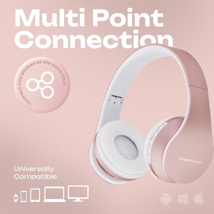Бездротові навушники PowerLocus Over Ear Bluetooth з мікрофоном (Rose Gold)