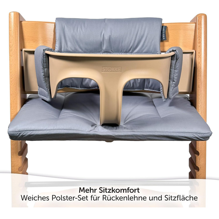 Подушка для стільчика Stokke Tripp Trapp LaLoona, 2 шт., бавовна, OEKO-TEX, гіпоалергенна, сіра, машинне прання