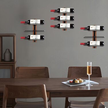 Настінна полиця для вина DBREAKS на 9 пляшок, дерев'яний тримач для вина, органайзер для винної пляшки для вітальні, спальні, винного погреба, бару