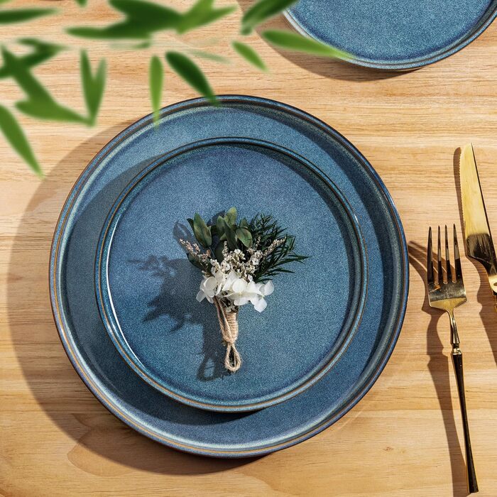 Набір посуду GBHOME для 4 осіб: 12 предметів, керамічний, з реактивною глазур'ю, стійкий до подряпин, для щоденного використання, безпечний у посудомийній машині та мікрохвильовці