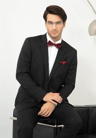 Метелик HISDERN для чоловіків з кишеньковим хустинкою, однотонний, регульований, для смокінгу, весілля, вечірки, колір бордовий