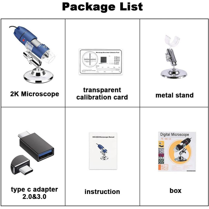 Цифрова мікроскоп-камера Ninyoon 1080P USB для iPhone, iPad, Android, PC, 50-1000x, з підсвічуванням