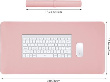 PINKCAT Килимок для миші з PU-шкіри, двосторонній, 80 x 40 см (світло-зелений+світло-блакитний)