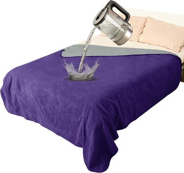 Водонепроникний плед для собак та котів, миючий, для подорожей, захисний, м'який, 125 x 75 см (203 x 152 см, фіолетовий/сірий)