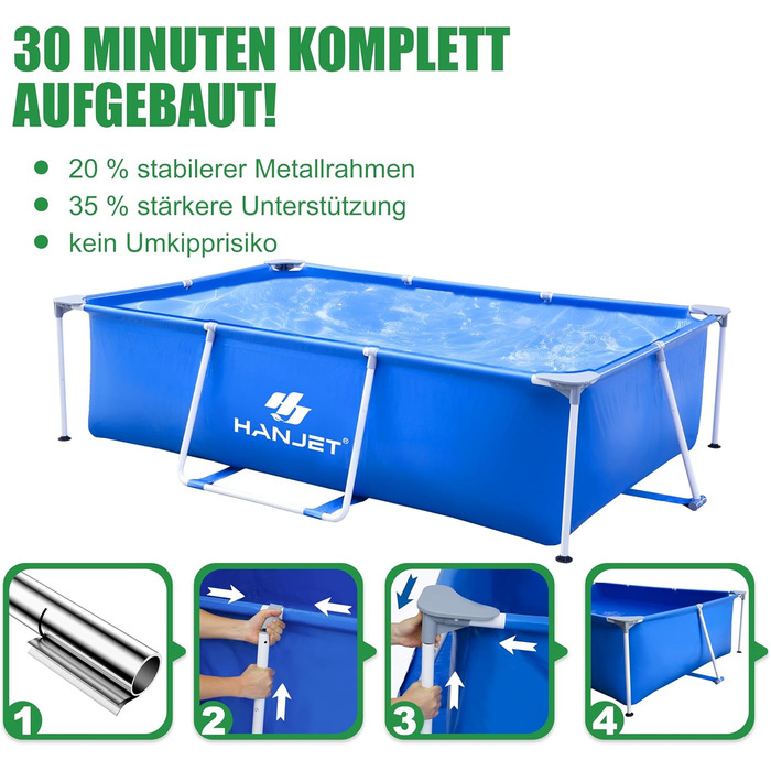 Басейн сталевий каркасний 110x110x35 см, блакитний - для саду та відпочинку