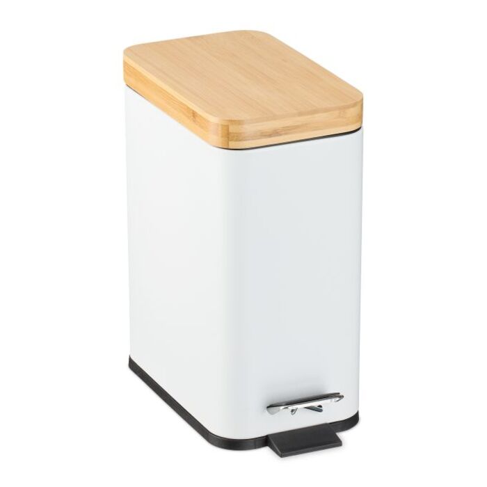 Relaxdays Waste Bin 5 l with Bamboo Lid