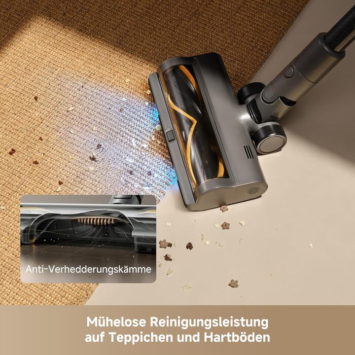 Бездротовий пилосос Dreame, 190AW, 90 хв роботи, датчик бруду, LED-дисплей, синій LED, без заплутування, для дому, шерсть тварин, килими (R30)