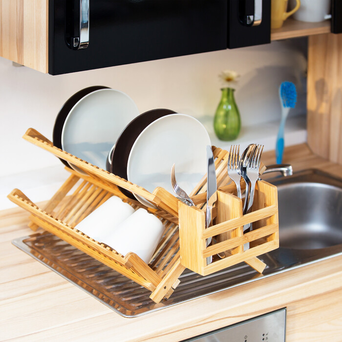 Relaxdays Dish Drainer CROSS with Cutlery Basket