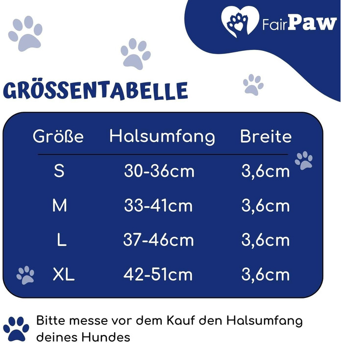 Нашийник для собак FairPaw з паракорду - широкий, ручної роботи, для великих собак, блакитний L