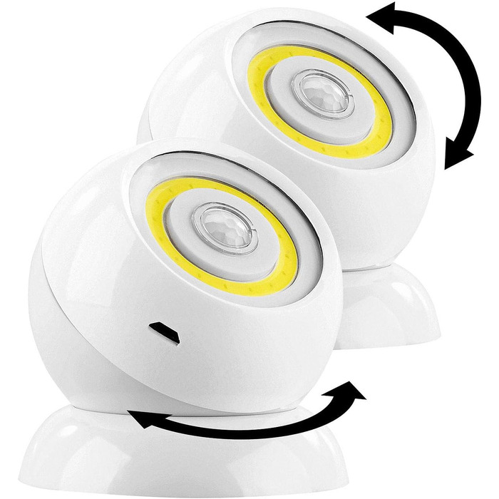 Lunartec Rechargeable Flashlights: 2-Pack ultra-bright COB LED rechargeable lights with PIR sensor, 200 lm, white (rechargeable light with motion sensor, LED spotlight, battery table lamp)