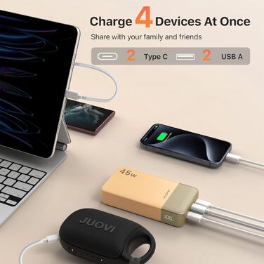 Power Bank JUOVI J2621, 20000mAh, 45W, для Switch, MacBook, iPhone, Samsung, Steam Deck та інших пристроїв (Оранжевий)