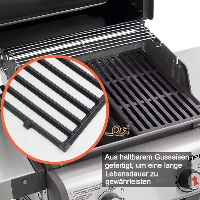 Решітка для гриля Weber Spirit I & II серії 200, Spirit E-210, E-220, S-210, S-220. Замінна решітка з чавуну для Weber 7637, 44,5 см