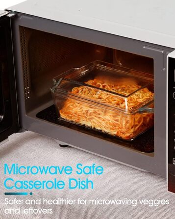 Прямокутна форма для запікання з кришкою, 2L, 24x20x6 см, скляна форма для лазаньї на 2 порції, для мікрохвильової печі та духовки