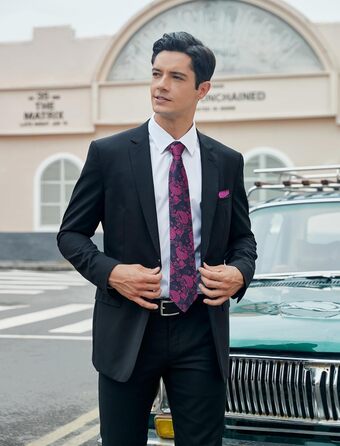 HISDERN Комплект краваток для чоловіків (3 шт.) Класичні, елегантні краватки та нагрудний хустинка з шовку. Ідеально для весіль та свят. Універсальний розмір.