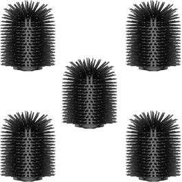 Набір для чищення унітазу WAVEWO з кріпленням на стіну, силіконова щітка та тримач, квадратна щітка з нержавіючої сталі 304, 2 насадки (чорна TPR)