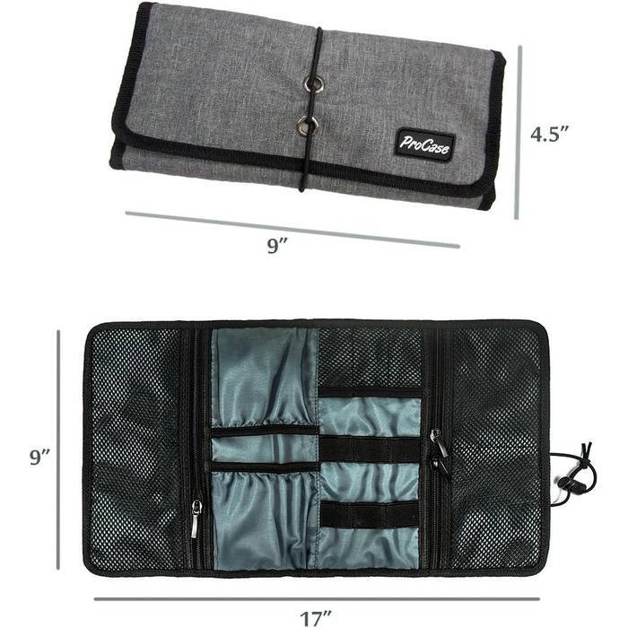 Органайзер для подорожей ProCase: сумка для аксесуарів електроніки, USB-кабелі, SD-картки, навушники, флеш-накопичувачі (сірий)