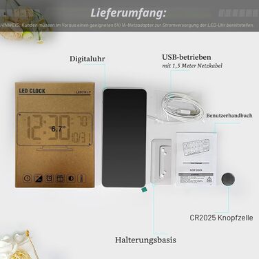 Цифровий LED годинник-будильник KOSUMOSU 6.7