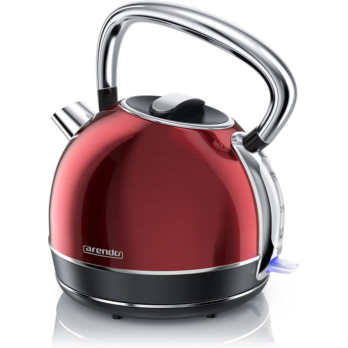 Arendo Retro Stainless Steel Kettle - 1.7L Electric Kettle with Replaceable Scale Filter, Cool Grey - Automatic Shutoff, GS Certified