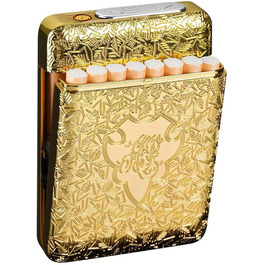 Електронне запальничкове кейс для сигарет (84 мм) на 16 сигарет, золотий