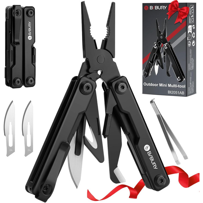 Мультитул BIBURY 10-в-1 з прихованими пінцетом, розбивачем скла, гурткорізом - для кемпінгу, риболовлі, туризму. Ідеальний подарунок для жінок та чоловіків.