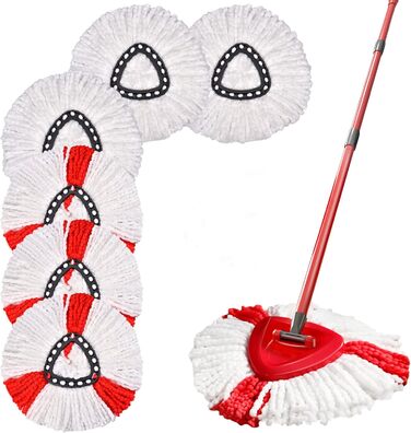 6-Piece Replacement Heads for Queta Spin Mop - Microfiber Mop Refill Head, 360° Spin Mop for Home Cleaning, Effective Cleaning of Heavy Dirt