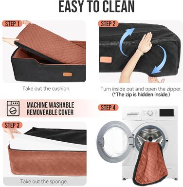 Автомобільний лежак для собак великих порід (до 45 кг), чорний/коричневий, з двома страхувальними ременями