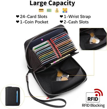 Жіночий шкіряний гаманець SENDEFN з RFID-захистом, багатофункціональний портмоне-органайзер на блискавці для кредитних карток і візиток