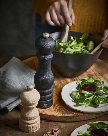 Перецьмолка Peugeot Bistro 10 см, графіт, класичне регулювання, дерево, сертифікат PEFC, з чорним перцем