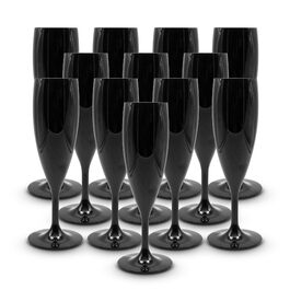 DOJA Barcelona: 12 пластикових келихів для шампанського, 195x8x2 мм, чорний полікарбонат