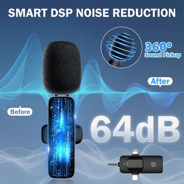 Беспроводной петличный микрофон для телефона/iPhone/iPad/камеры, мини-микрофон для стриминга, подавление шума, Plug & Play, идеален для видеосъемок, подкастов, YouTube, TikTok и интервью K15