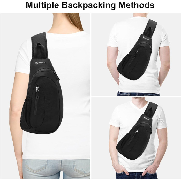 Чоловіча нагрудна сумка Sciphylia Sling Bag – рюкзак через плече, антикрадіжка, для подорожей, спорту та активного відпочинку, чорний
